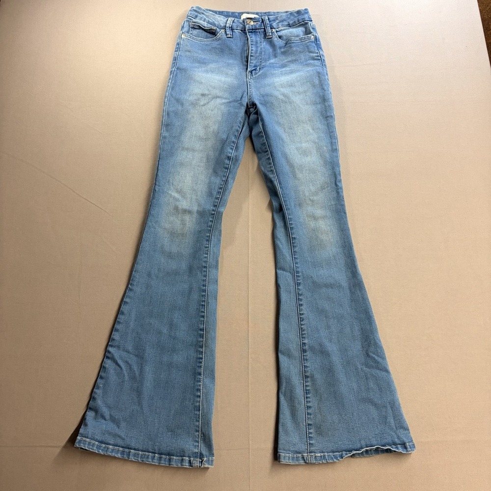 Forever 21 Womens Flare Jeans Light Wash Blue Slim Fit Stretch Size 27